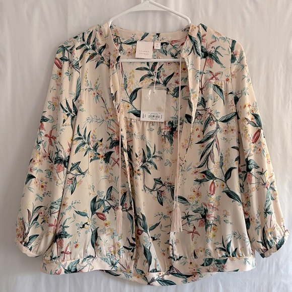 Women's LC Lauren Conrad Floral Lightweight Bomber Jacket Open Cardigan Size S - Picture 3 of 12